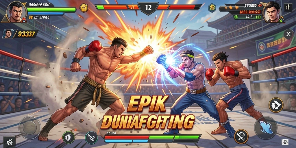 Tampilan menarik dari gameplay pertarungan 93337 yang dinamis.