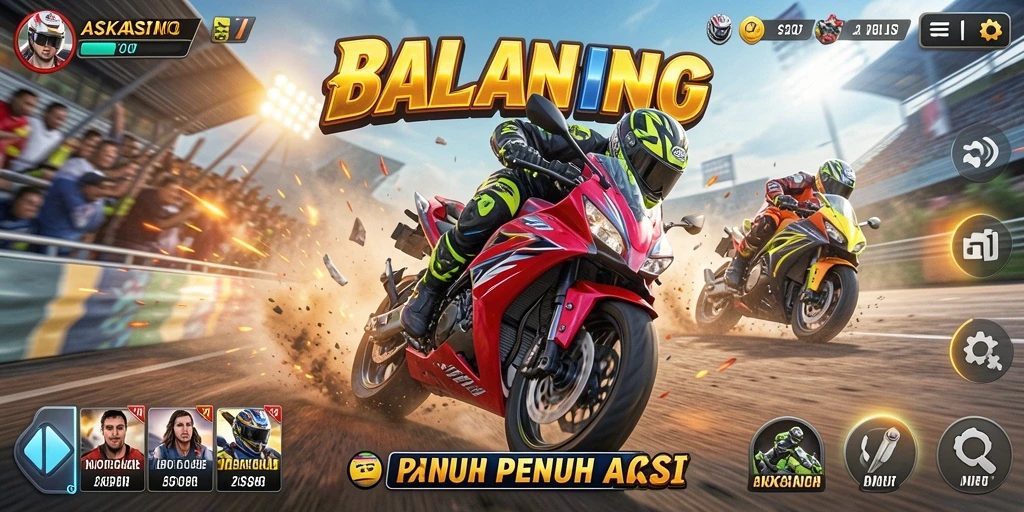 Tampilan gameplay seru dari balapan motor di ASKASINO.