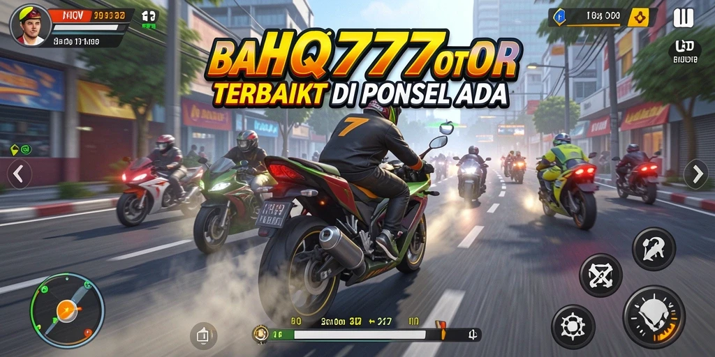 Tampilan gameplay HQ777 dengan aksi balapan motor yang mendebarkan.