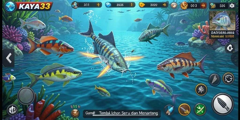 Gameplay KAYA33 yang mengasyikkan dengan menembak ikan di lautan.