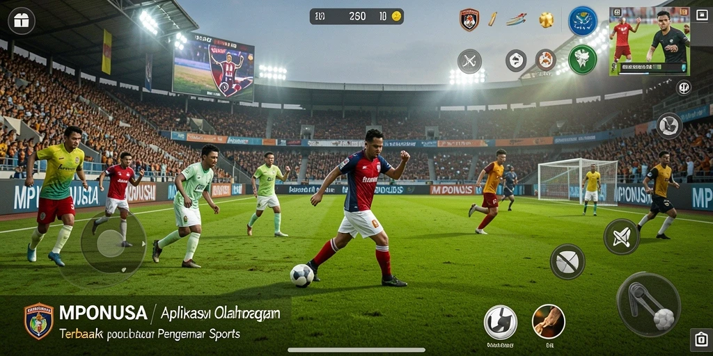 Screenshot gameplay MPONUSA yang menampilkan aksi olahraga seru.