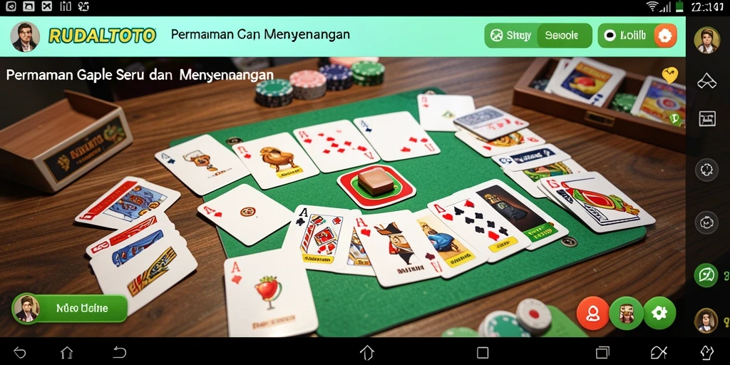 Screenshot gameplay RUDALTOTO yang menunjukkan suasana seru bermain Gaple.