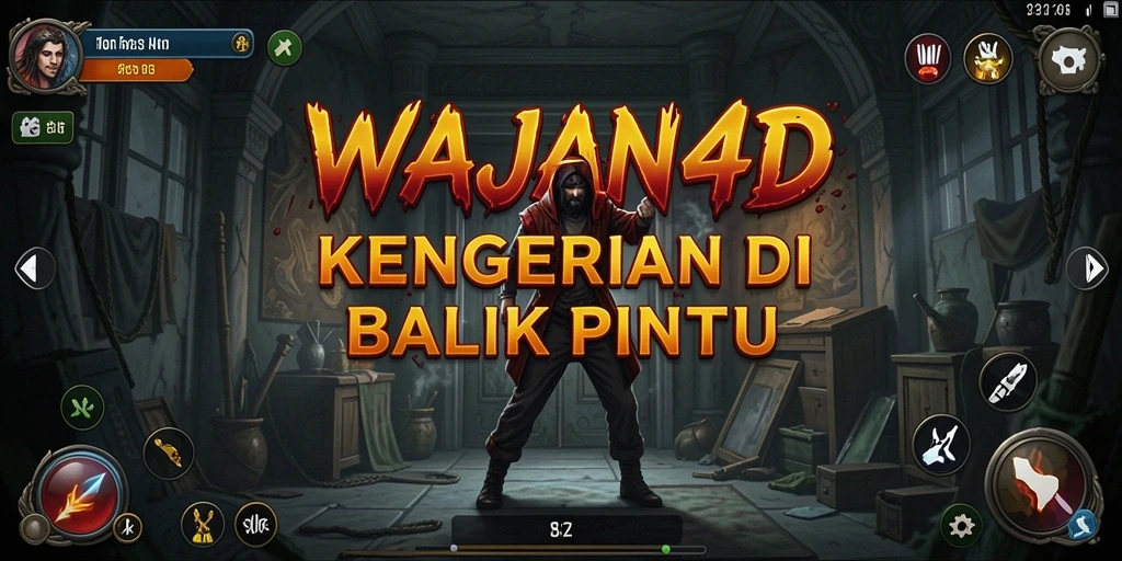 Screenshot gameplay WAJAN4D menunjukkan momen menegangkan dalam suasana Horror.
