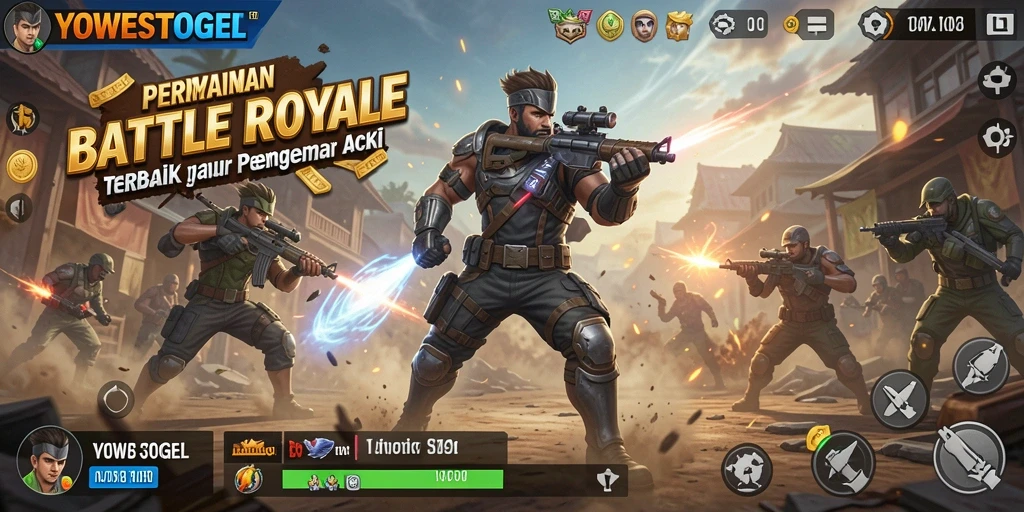 Tampilan aksi seru dari gameplay YOWESTOGEL Battle Royale.